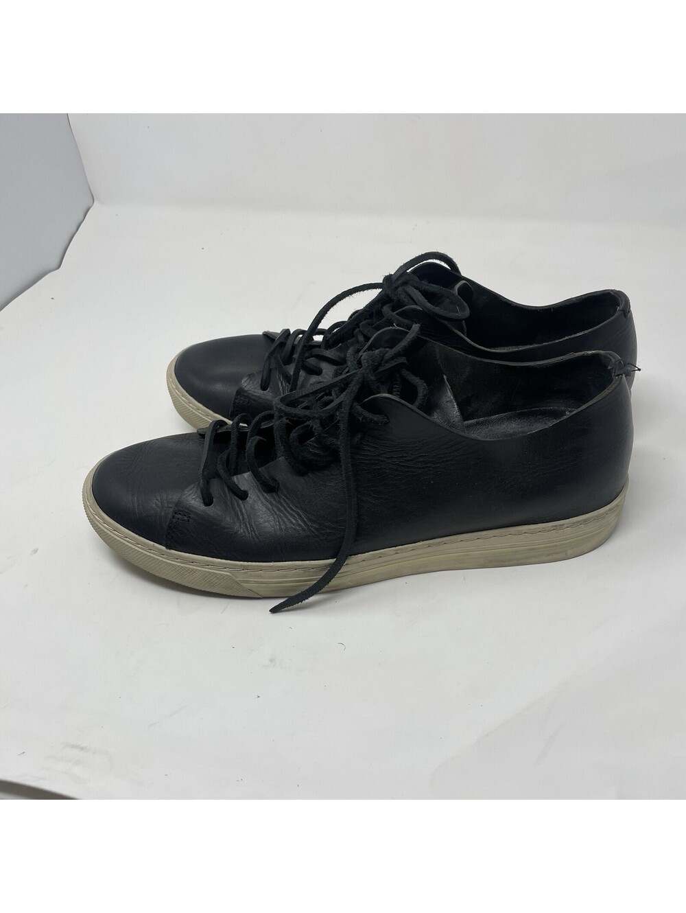 Vince Mens Black Leather Low Top Lace Up Sneakers Shoes US 11 EU 45 Comfort